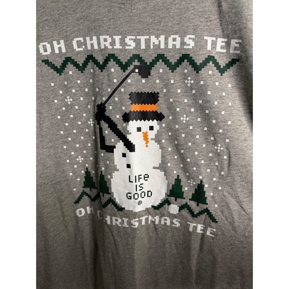 Life is Good Mens Oh Christmas Tee Snowman Golf Long Sleeve Crusher Shirt Large